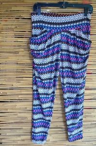 Super Retro Lounge Pants M Comfy Pocket Black Purple